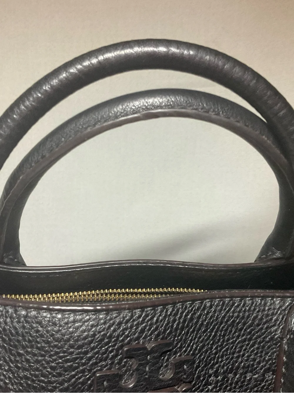 Tory Burch McGraw Triple Compartment Black Leather Satchel Bag